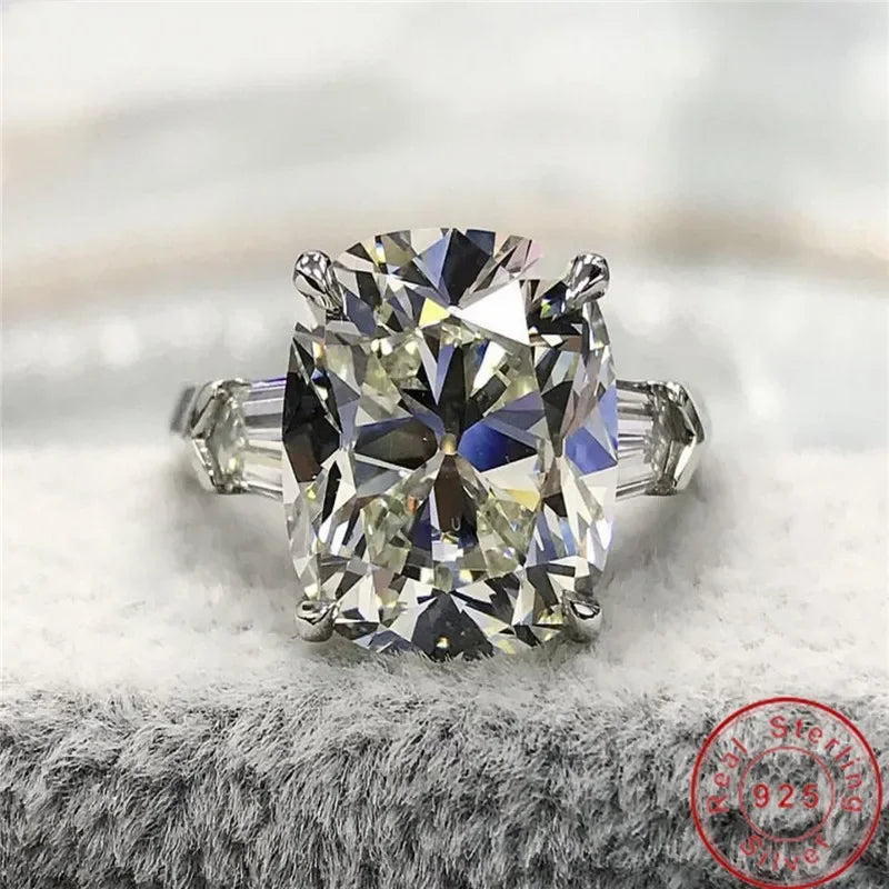 Solitaire Round cut 6ct Lab Diamond Ring 925 Sterling Silver Engagement Wedding Band Rings for women Bridal Party Jewelry Gift