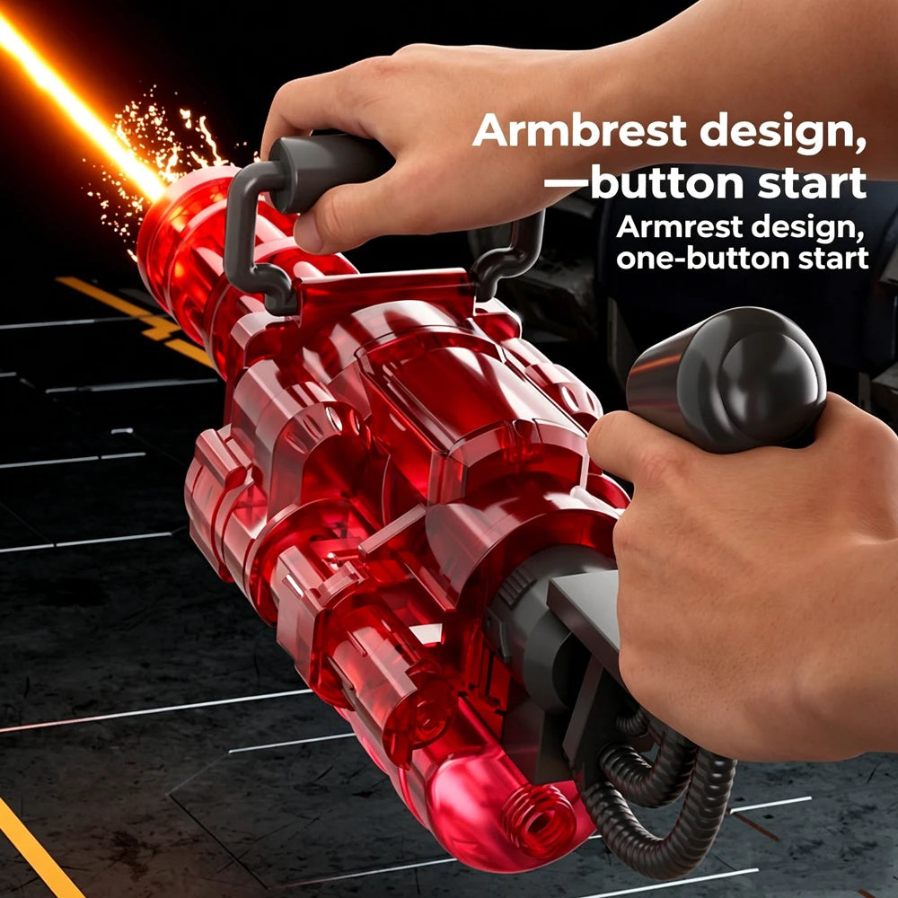 Auto Gatling Water Cannon Rotating High-Pressure Large Capacity Gatling Water Gun Toy Adults Outdoor Summer Fun Play Kid Gifts