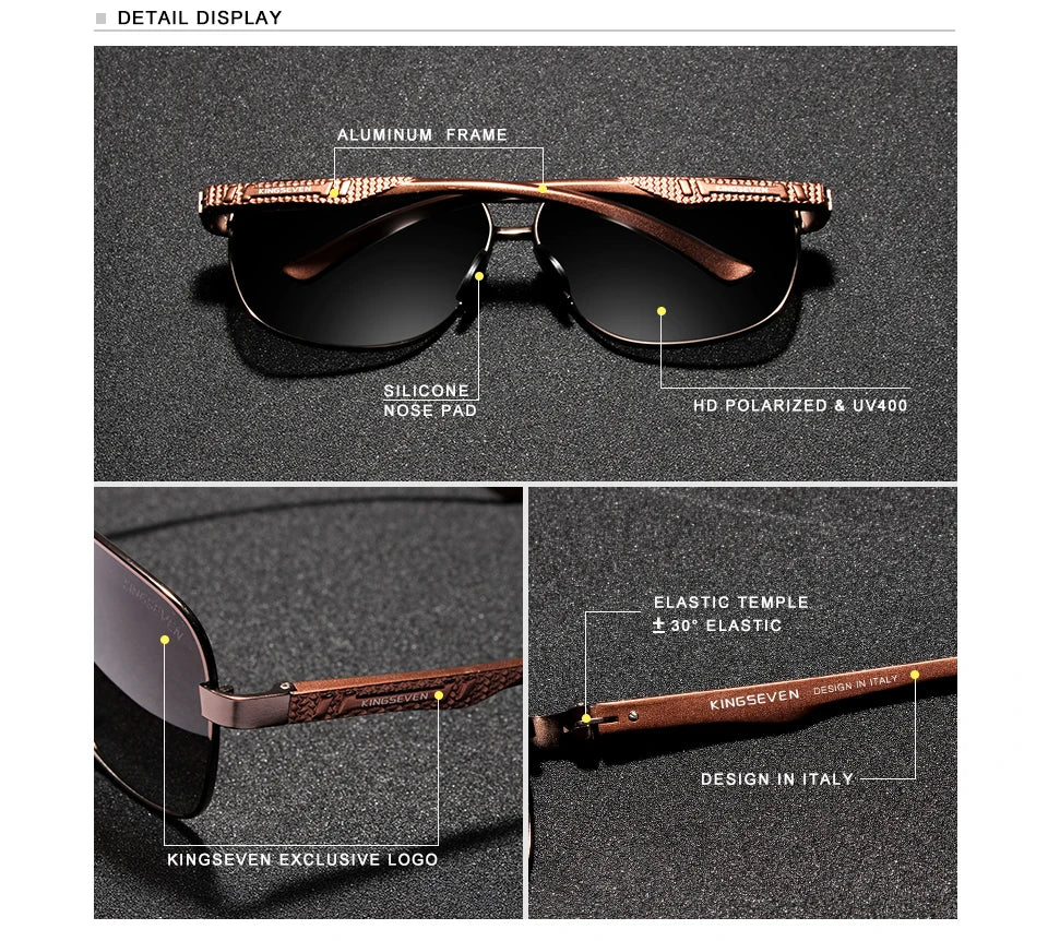KINGSEVEN Brand Men Sunglasses Polarized Aluminum UV400 Mirror Sun Glasses Women