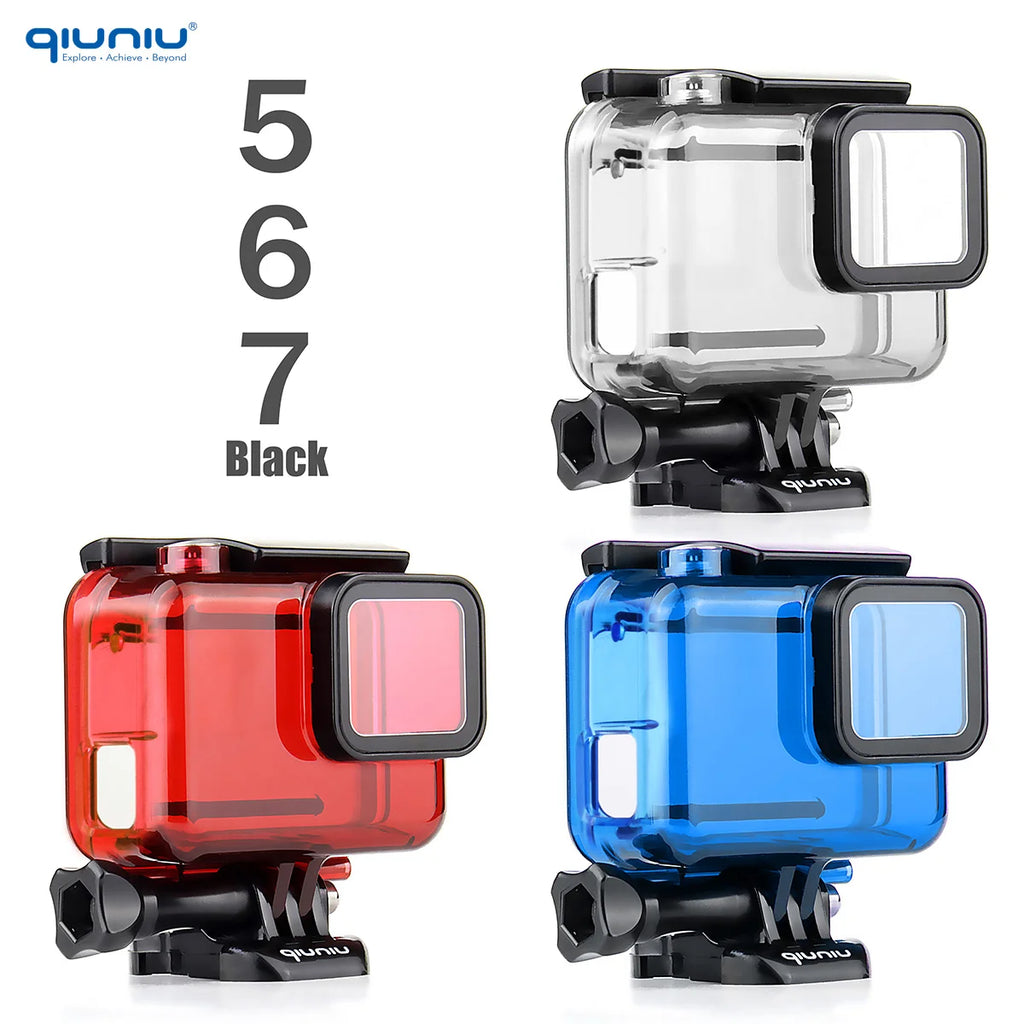 QIUNIU For GoPro Hero 7/6/5 Black Protective Skeleton Housing Shell Side Open Case Cover for Go Pro 5 6 7 Black Case Accessories