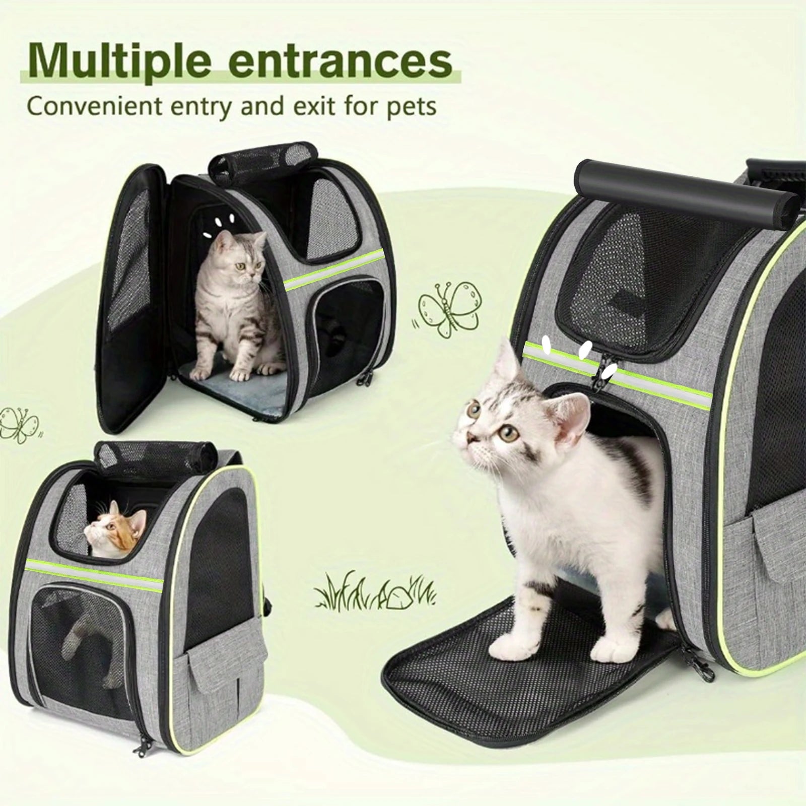 Cat Carrier Dog Backpack Expandable Large, Portable Breathable Rucksack with Front Opening-Mesh Window-Pockets