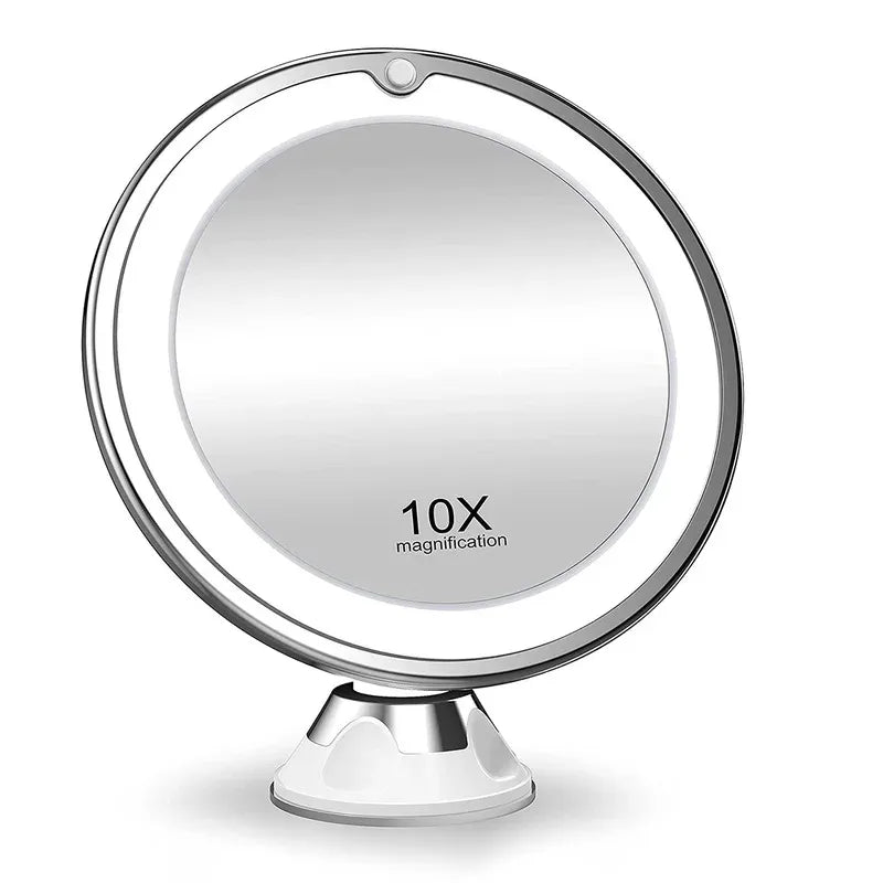 Round LED Fill-Light Makeup Mirror-10X Magnifying, Upright Desktop Vanity | Essential for Flawless Makeup & Effortless Grooming