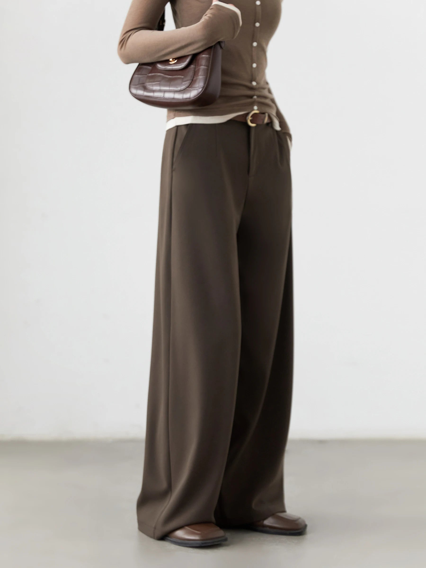 CHIC VEN Women Pants Solid Casual  Slim Straight Leg Suit Wide Leg Ladies Trousers Spring Autumn 2025 Clothing for Woman