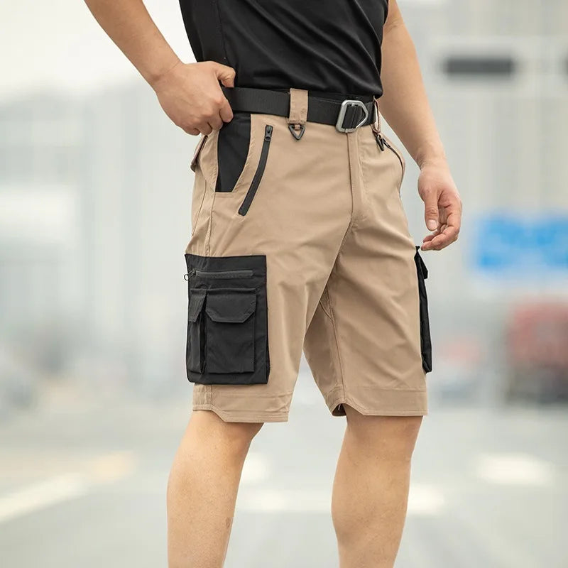 Summer Quick Dry Tactical Cargo Shorts for Men Casual Shorts Multi Zipper Pockets Hiking Cycling Outdoor Work Wear Half Pants