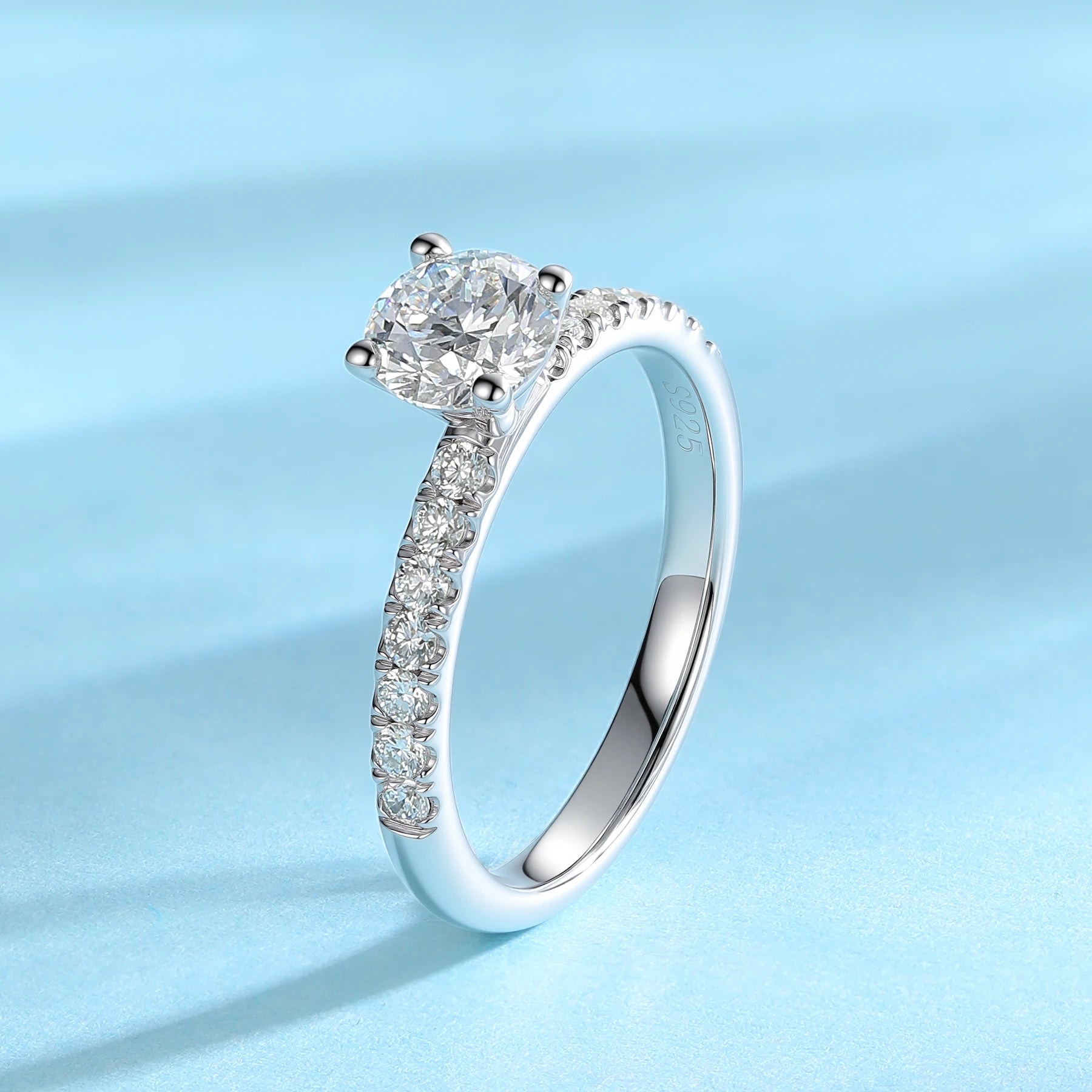 Lab Grown Diamond Engagement Ring 1.56 ctt  D Color VVS Clarity 4 Prong Solitaire  S925 Sterling Silver Rings