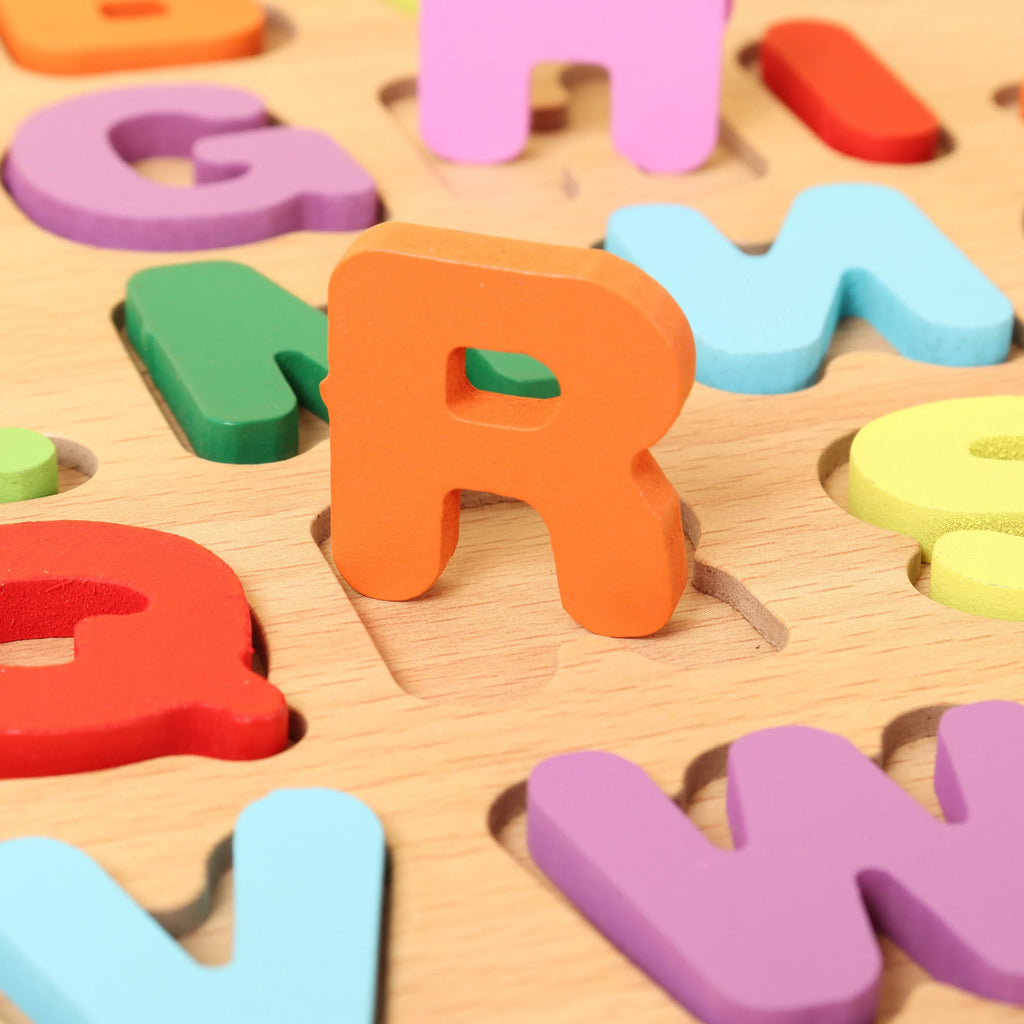 3D Colorful Alphabet Number Puzzle Montessori Wooden Puzzles Matching Games Early Education Toys Mathematics Shape Cognition