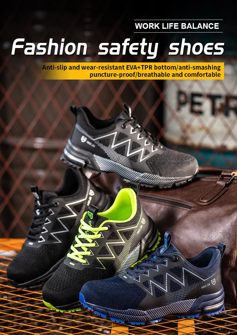 Lightweight Work Safety Shoes Men Women Indestructible Steel Toe Shoes Protective Safety Boots Breathable Security Work Sneakers