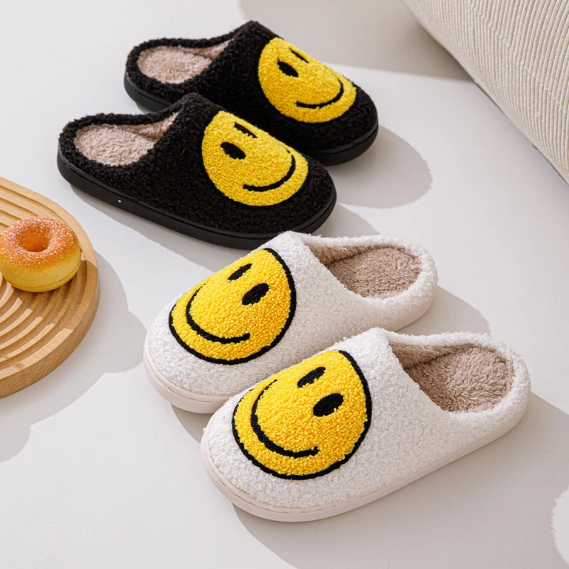 Hot selling smiling cotton slippers Anti slip couple shoes winter home indoor waterproof all-wrapped with men women cotton Shoes