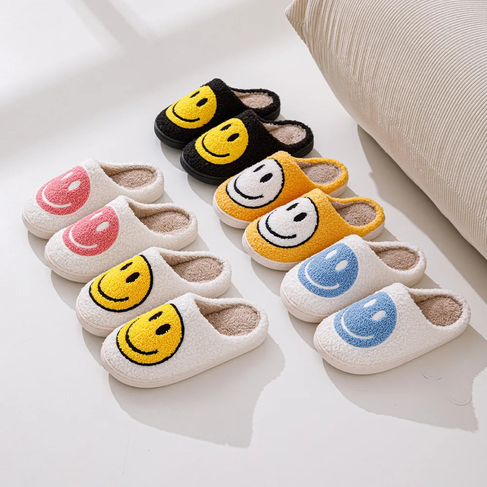 Hot selling smiling cotton slippers Anti slip couple shoes winter home indoor waterproof all-wrapped with men women cotton Shoes