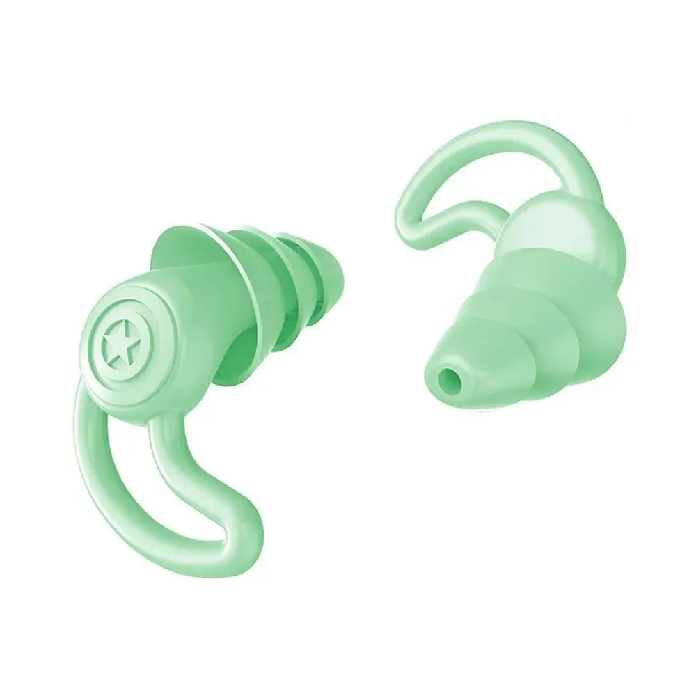 HUAK 3 Layer Ear  Work & Swim Silicone Earplugs – Noise Protection for Factories  Waterproof for Pools, Comfortable All Shift