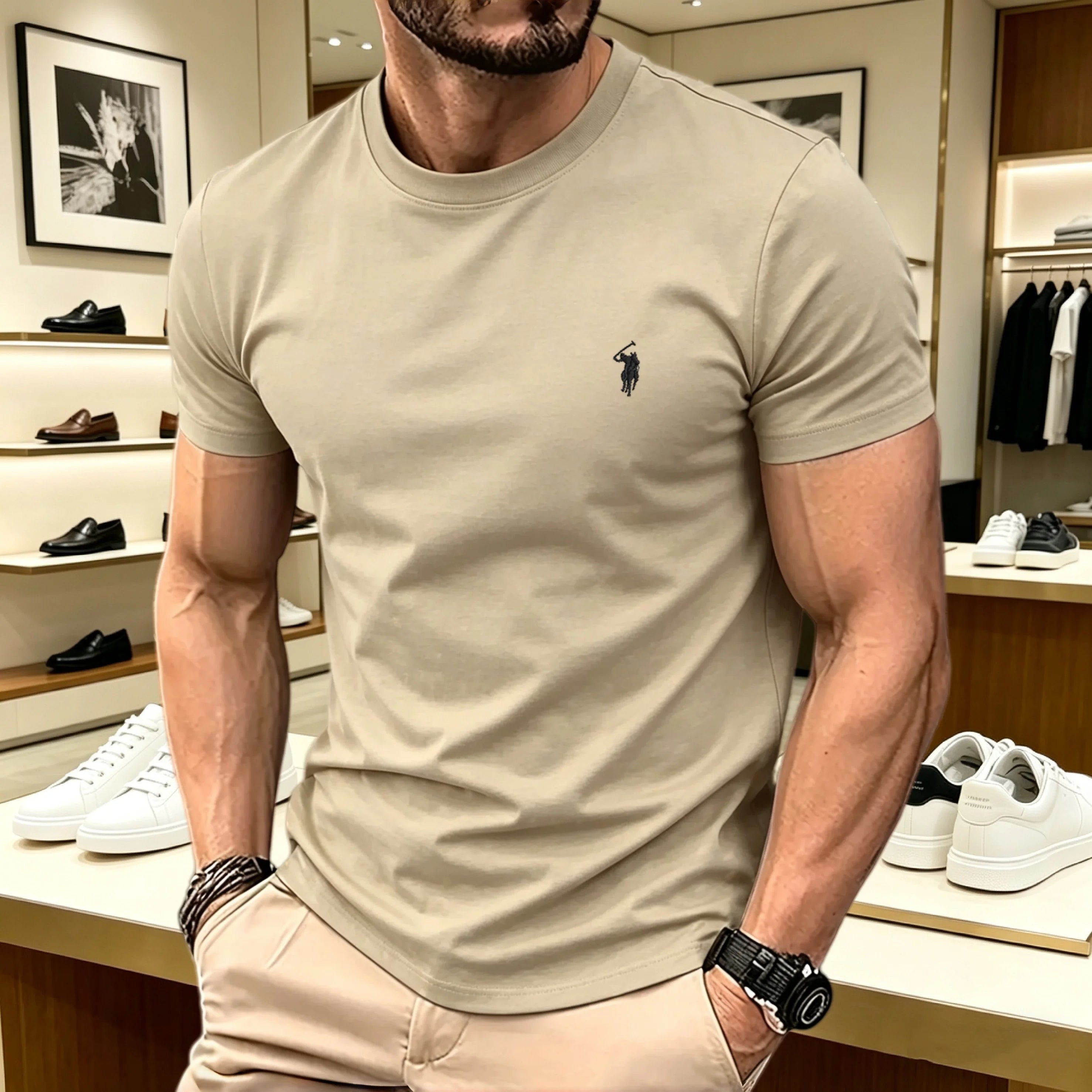cotton round neck short sleeved