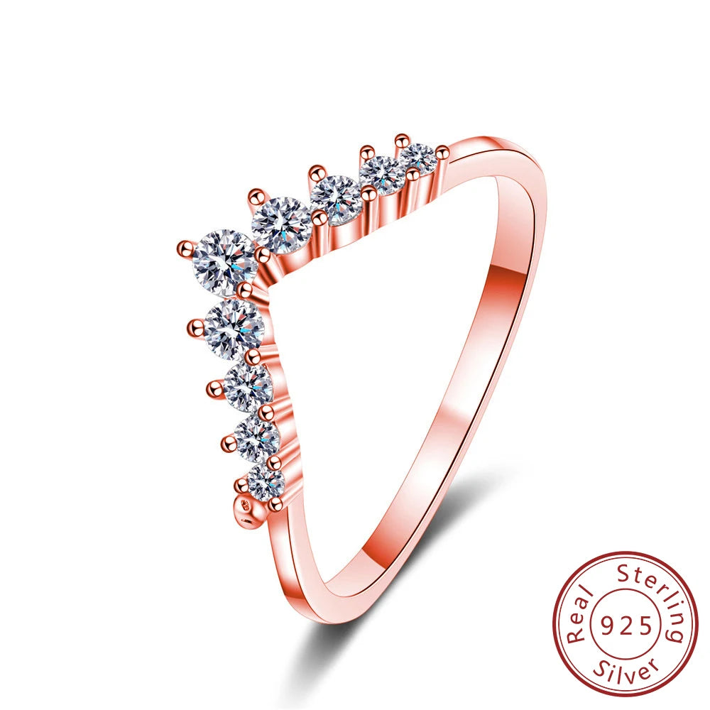 S925 Sterling Silver Little Princess Crown Diamond Ring Simple Sen Series Little Fresh Fine Wedding Engagement Birthday Gift