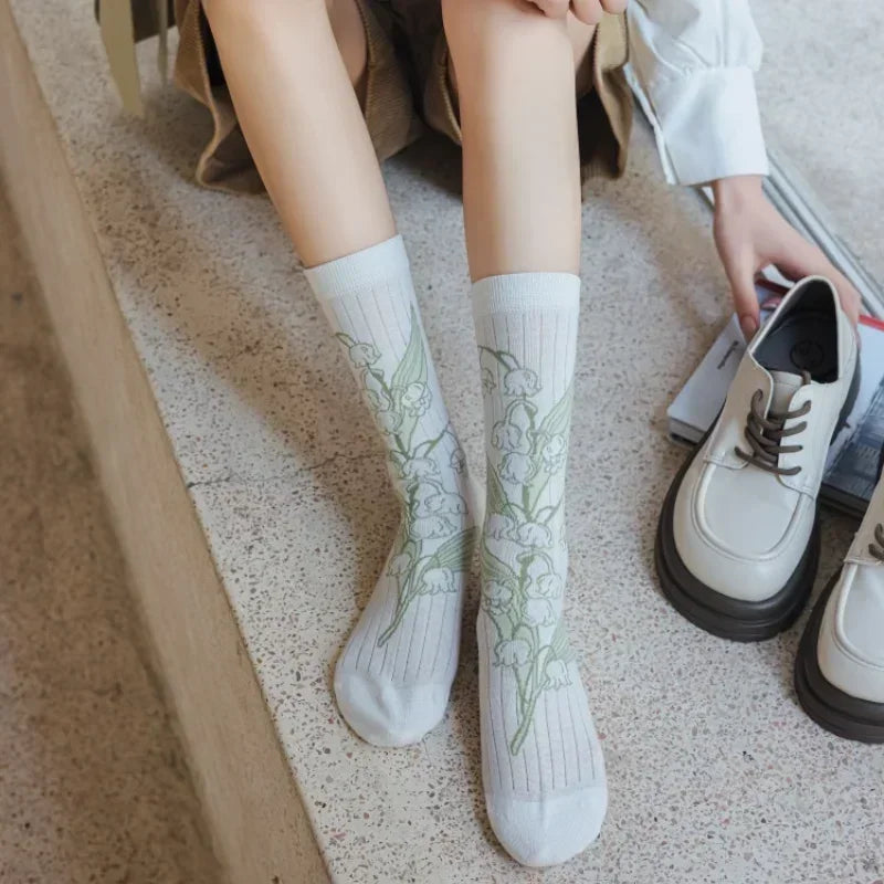 Butterfly Woman Socks Fashion Summer Ultra-thin Transparent Crystal Silk Socks Vintage Harajuku Sexy Lace Mesh Crew Socks