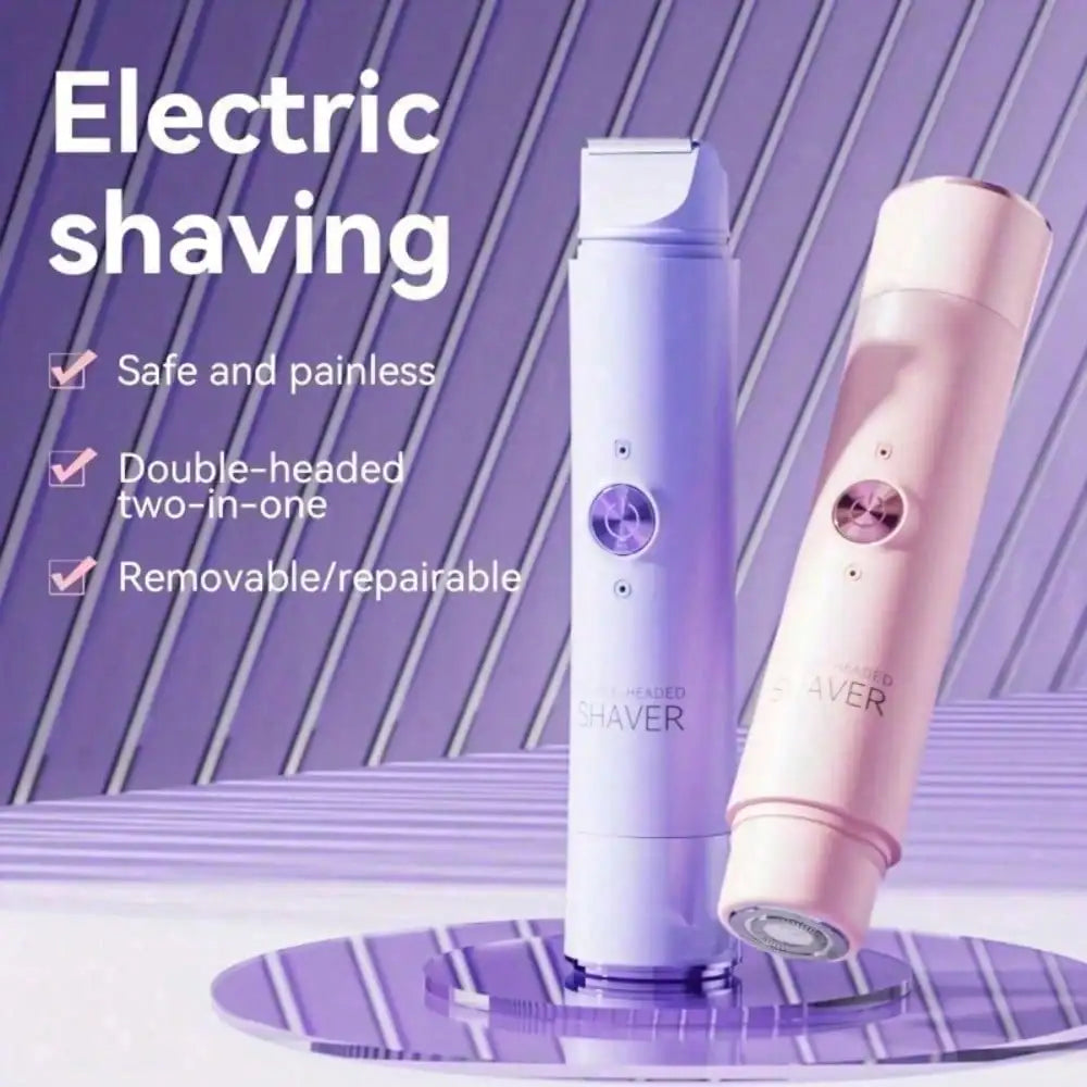 2 In 1 Electric Shaver For Women, Electric Razors For Women Shaving - Hair Removal For Wet & Dry Use, Epilator For Bikini, Underarms, Legs, Arms, Hypoallergenic Blades, Facial Hair Removal, Usb Rechargeable 200mAh, Stocking S
