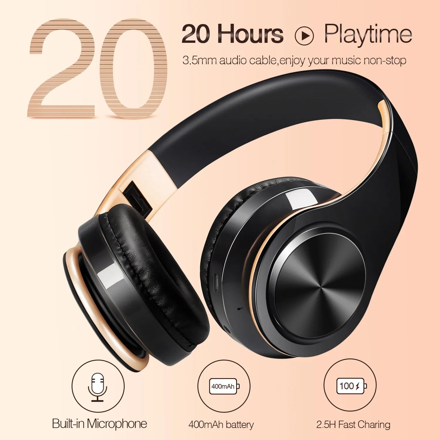 Wireless stereo headphonees