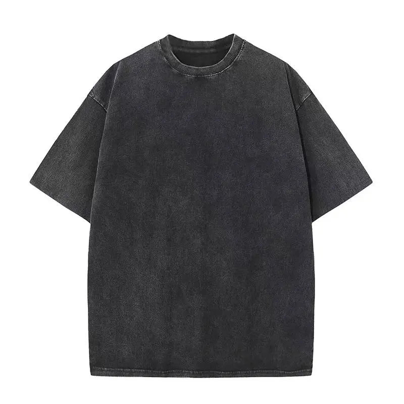 2025 Heavy Men Washed Vintage Oversized T-Shirt Street Hip Hop Punk Tee women Harajuku Casual Cotton Short Sleeve Acid Wash Top