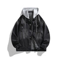 Spring Autumn Men's Loose Streetwear Hooded Denim Jacket Fashion Casual Turn Down Collar Jean Outerwear Hat Detachable Coat Man