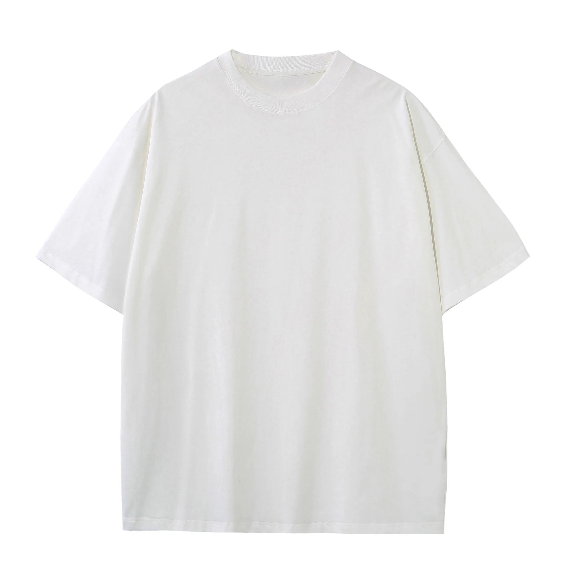 High Quality Oversized Heavy Tops T-shirt for Men Short Sleeve Tee Cotton Solid Color Trend Leisure Green White Black
