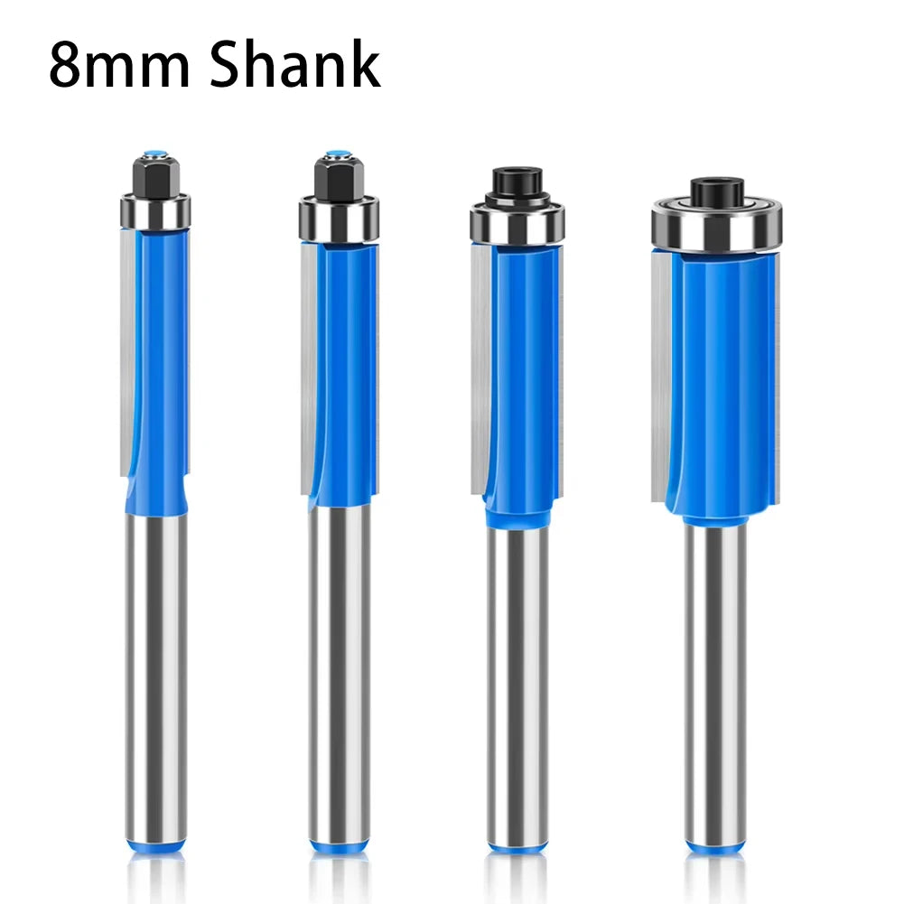 8mm Shank Flush Trim Router Bit With Bearing Double Flute Woodworking Milling Cutter For Trimming And Grooving Work