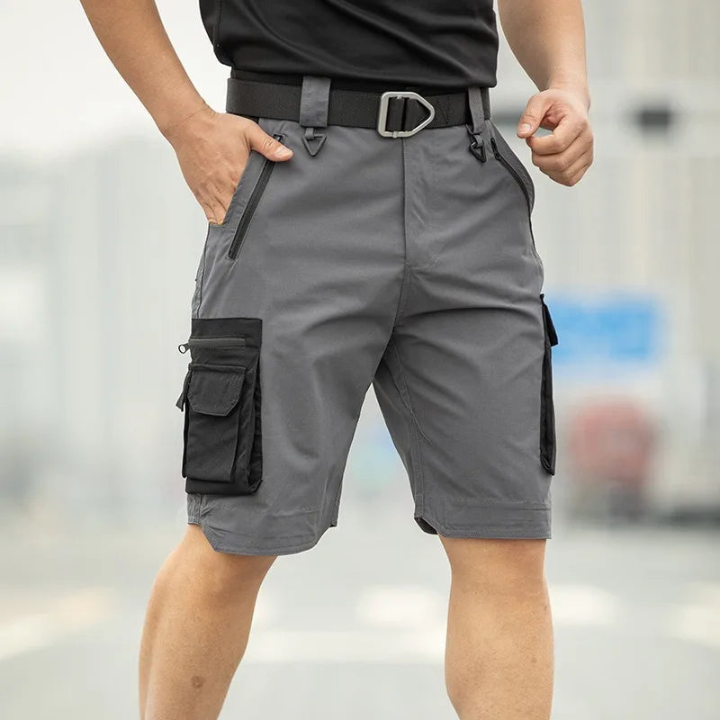 Summer Quick Dry Tactical Cargo Shorts for Men Casual Shorts Multi Zipper Pockets Hiking Cycling Outdoor Work Wear Half Pants