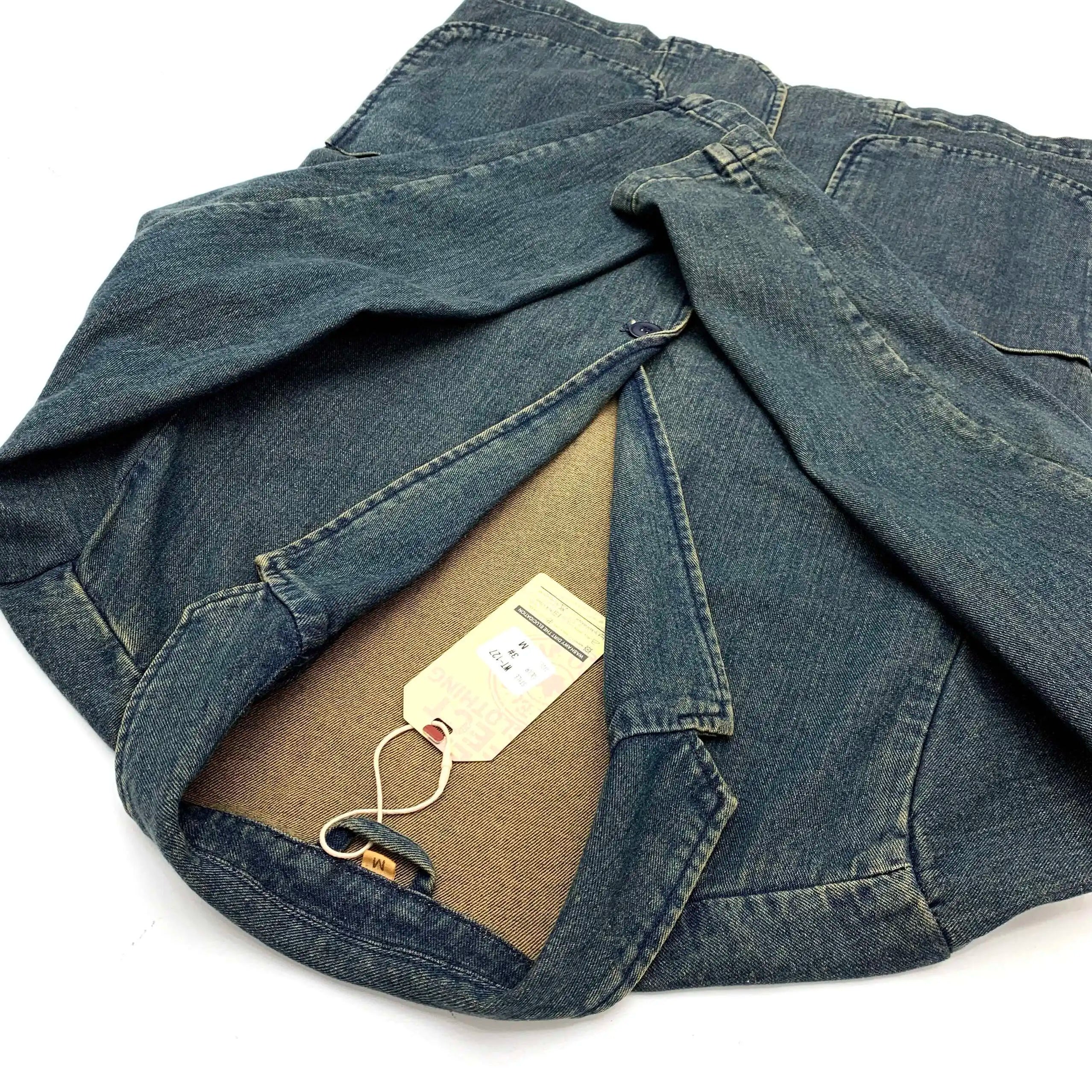 Men's Casual Denim Single Blazer Jacket Vintage Washed Distressed Overshirt Loose Fit Workwear Suit Coats