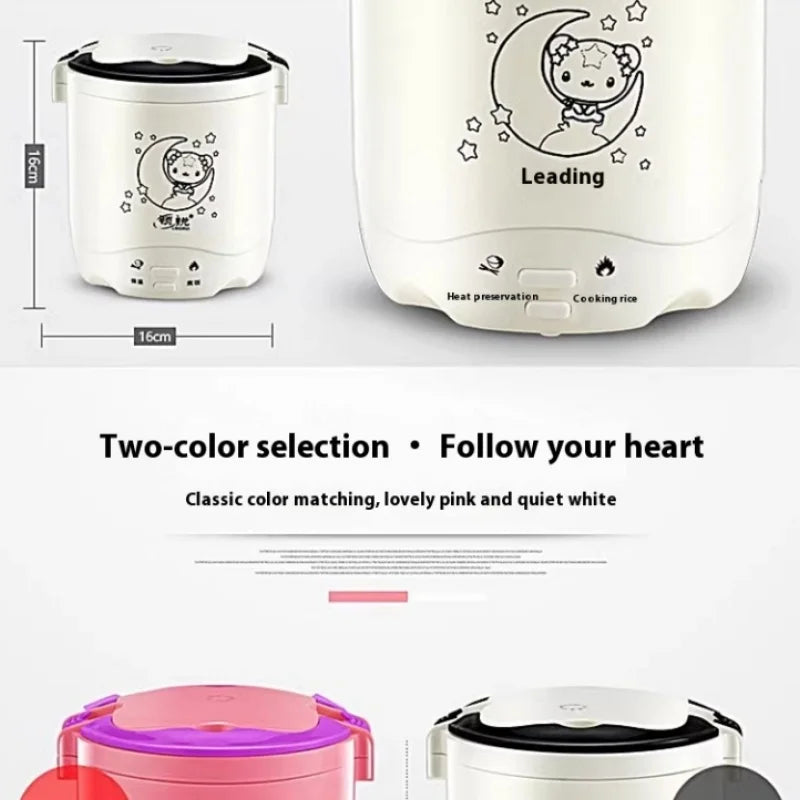 1.2L Electric Mini Rice Cooker Warmer Automatic Insulation Portable MultiCooker Household Rice Cookers Portable Lunchbox Office