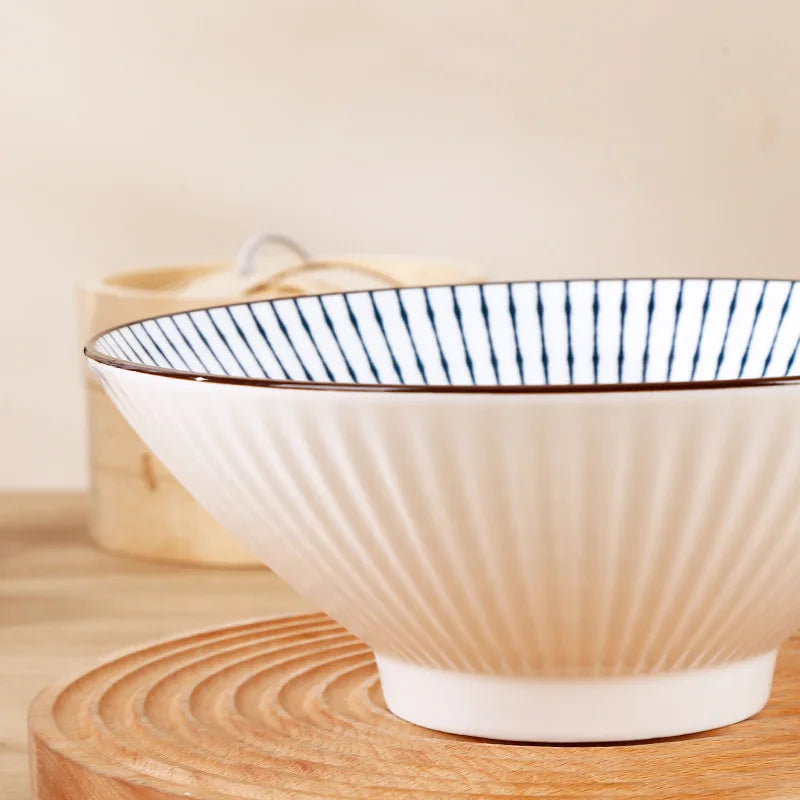 8 inches Japanese and Korean 8-inch hat Bowl Ceramic net red ramen bowl household soup bowl large horn bowl underglaze color