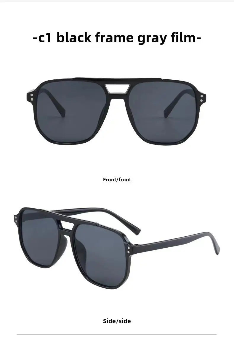 2025 New Trendy Women Sunglasses UV400 Sunshades Anti-Ultraviolet Unisex Eyeglasses Elegant Double Beam Pilot Lense