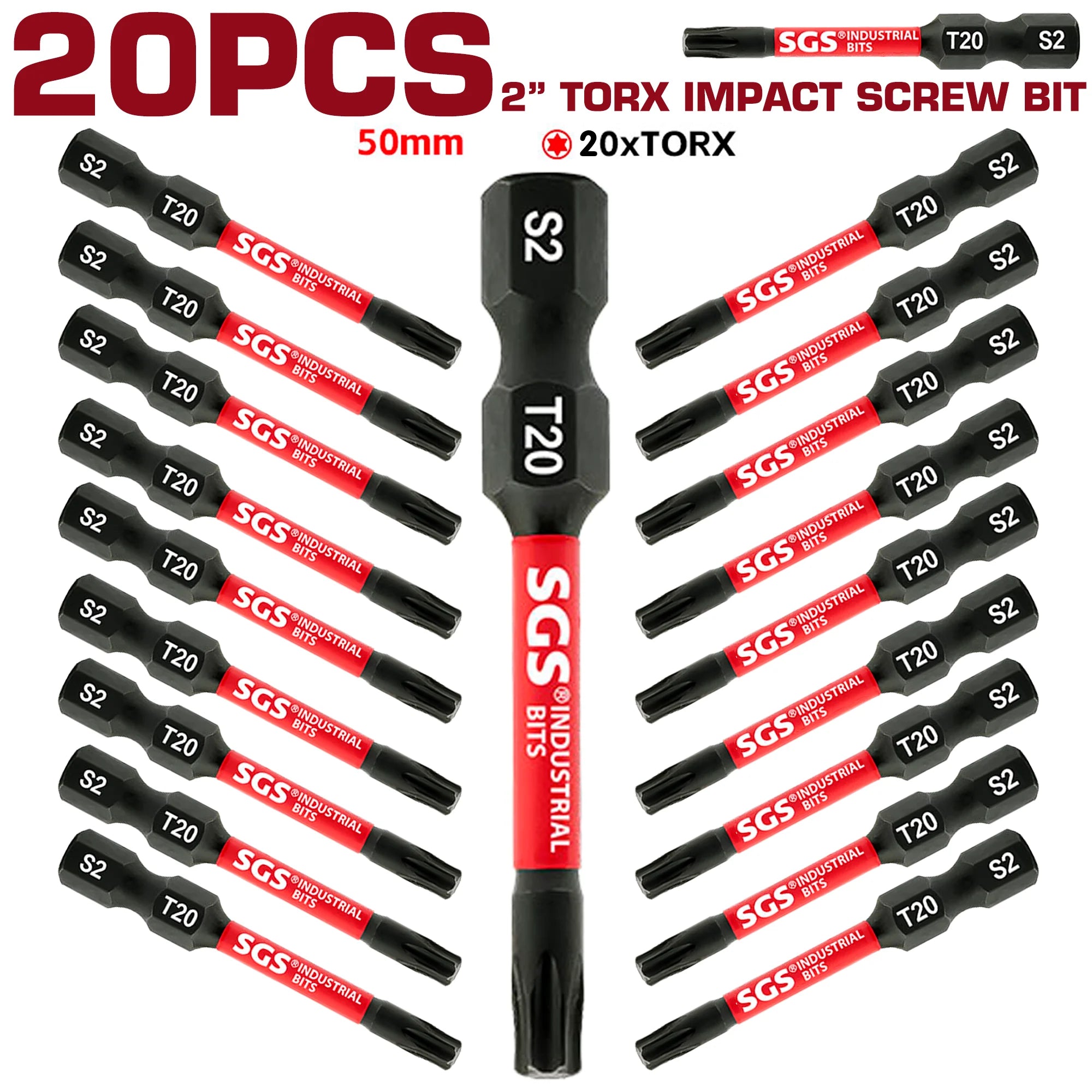 10/20/5Pcs High-Hardness Impact-Resistant T20 Screwdriver Bits, 50mm, Strong Magnetic and High Torque, Universal for Power Tools/Outdoor Work