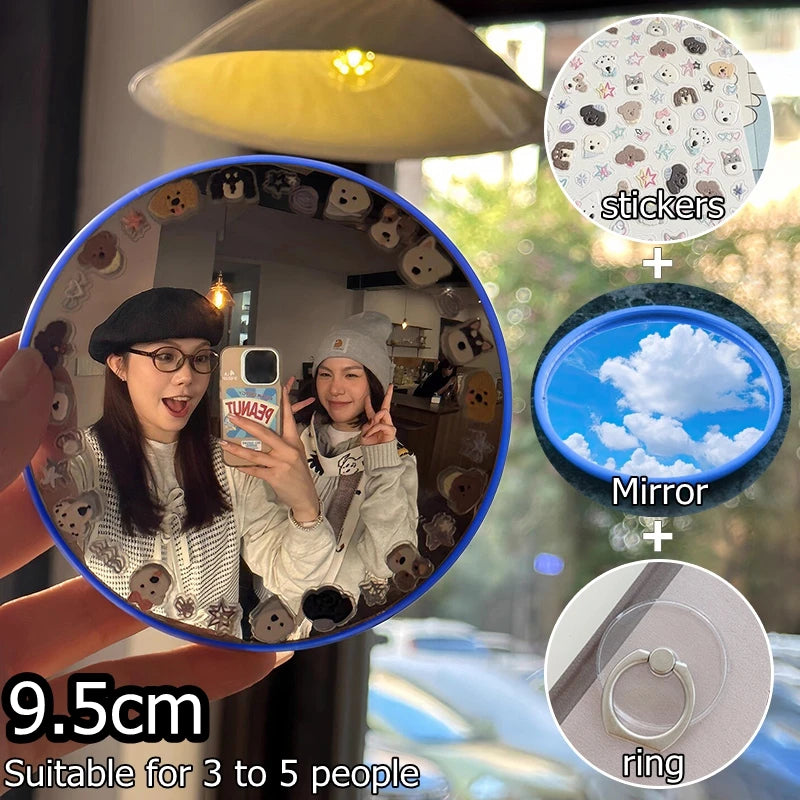 Heart Convex Mirror Round Moon Shaped Mirrors Travel Photo Props Wide-angle Lens for Photography Portable Makeup Mirrors