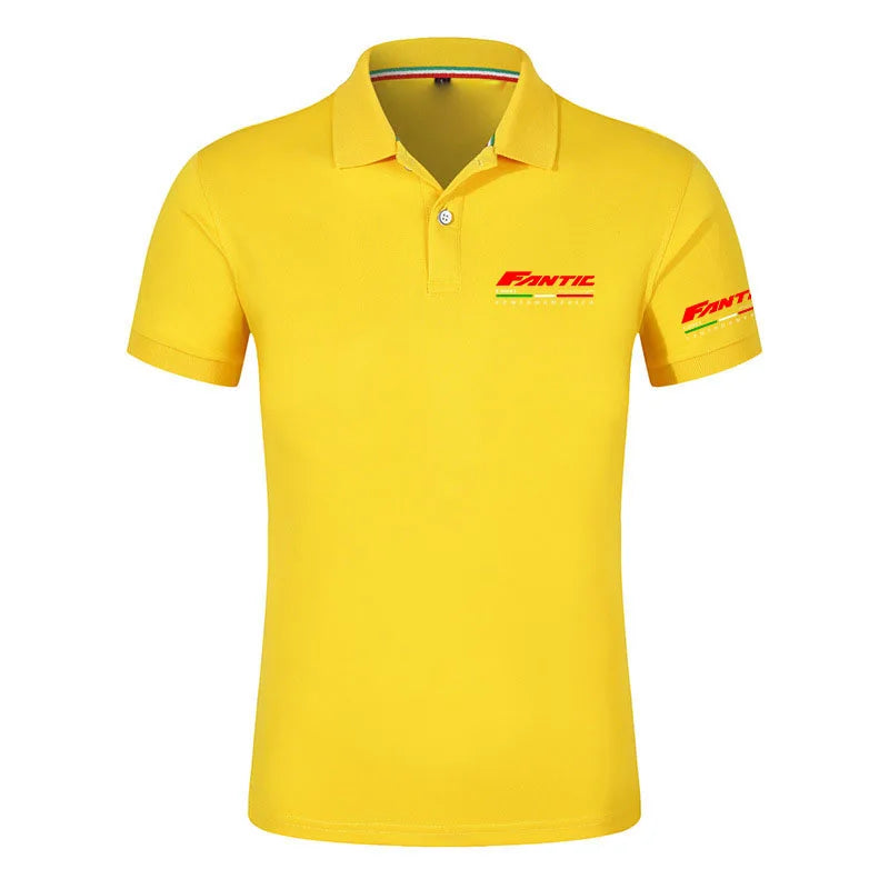 Men's Fantic Motor Logo Print 2026 Summer New Men's Short Sleeve Breathable Casual Fashion Solid Color Design Polo Shirts