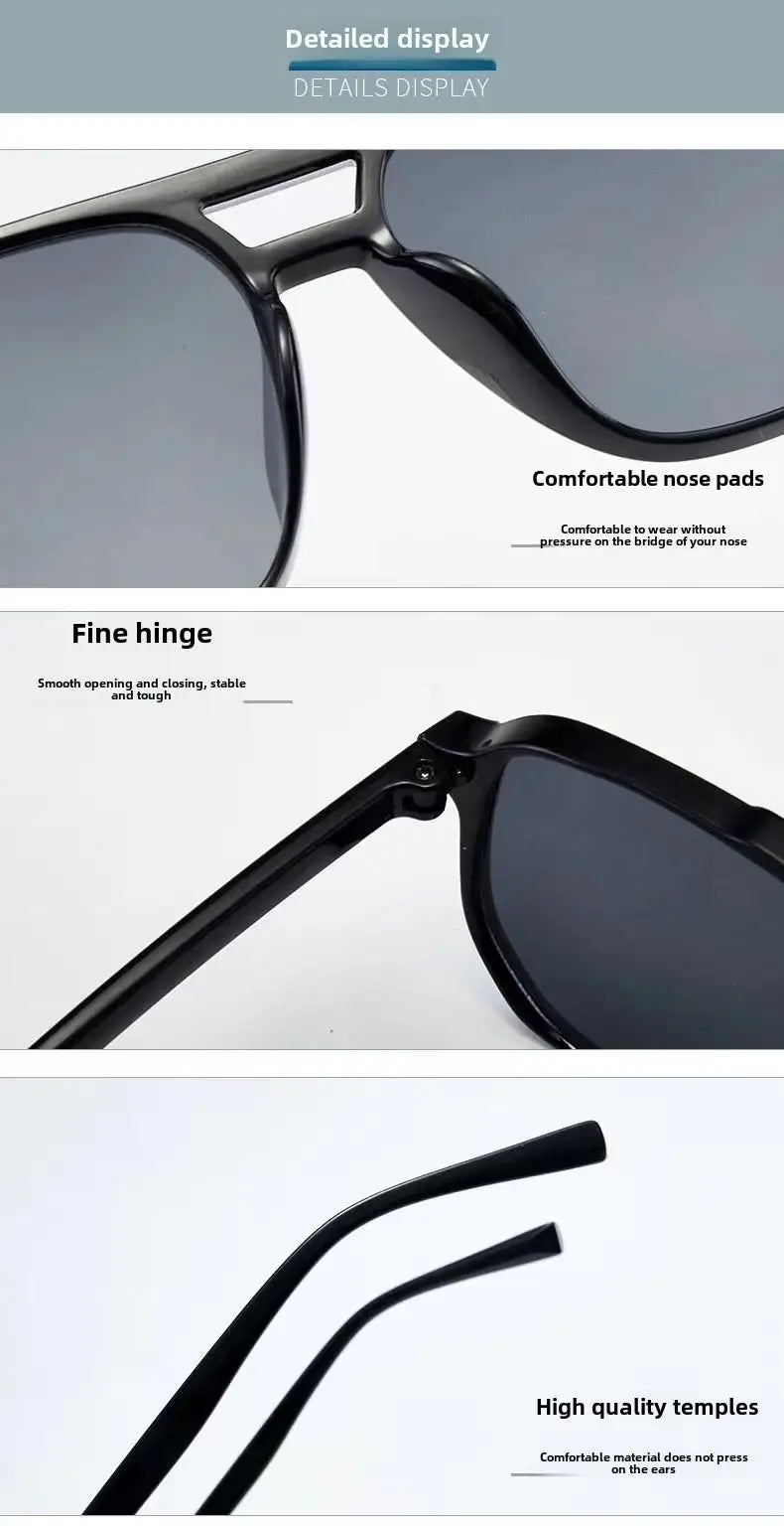2025 New Trendy Women Sunglasses UV400 Sunshades Anti-Ultraviolet Unisex Eyeglasses Elegant Double Beam Pilot Lense