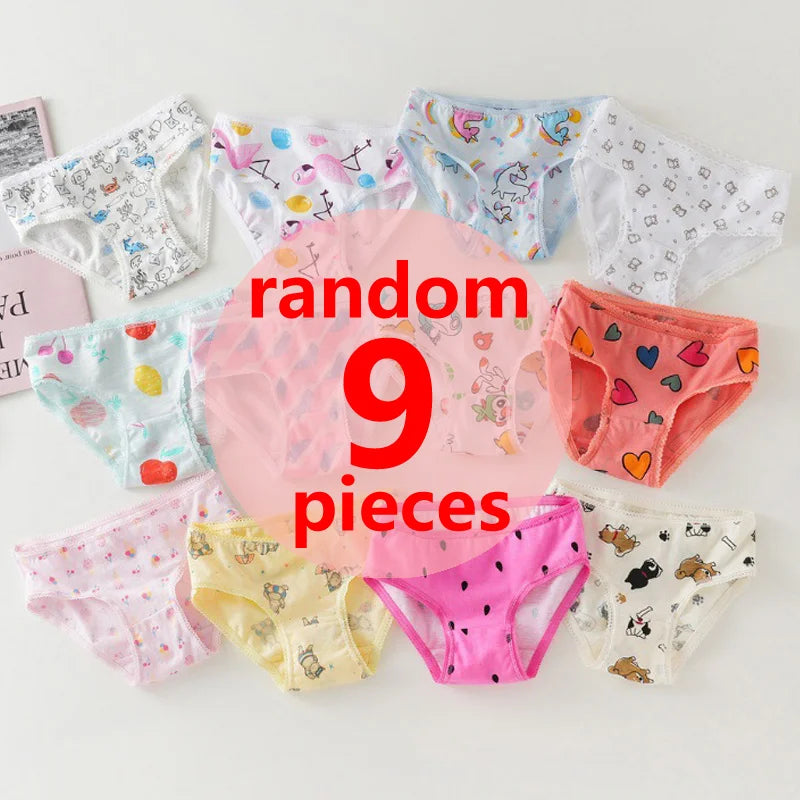 3/6/9/12 Pcs/Lot Cotton Panties Girls Kids Short Briefs Children Underwear Child Cartoon Print Shorts Underpants Lace Panties