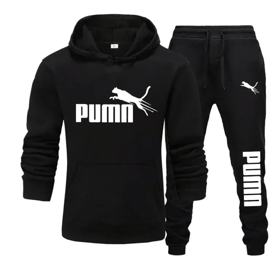 New Autumn and Winter Men's Pullover Hoodie and Pants Two-Piece Set Fashionable Trendy Fitness Casual Sportswear