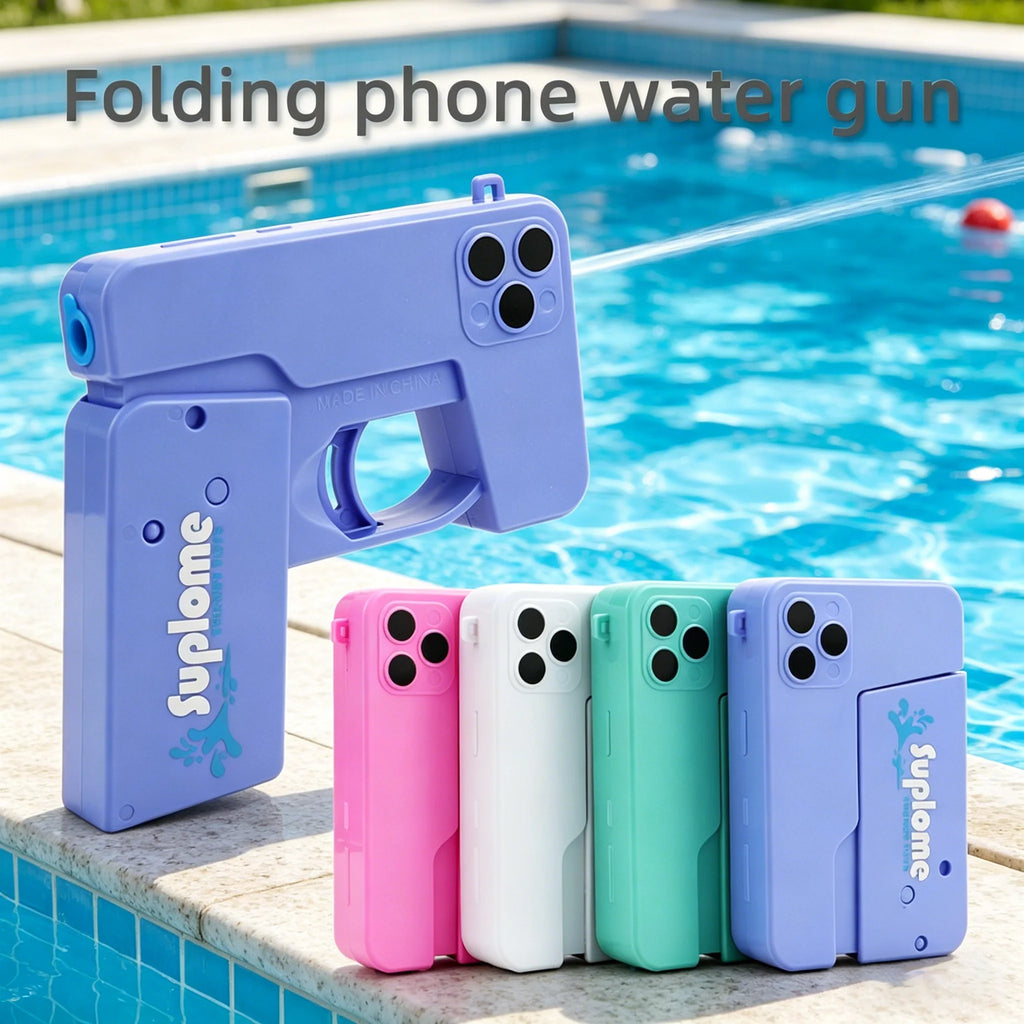 Mini Folding Mobile Phone Water Gun, Manual Continuous Dual Head Water Gun, Summer Water Play And Decompression Toy