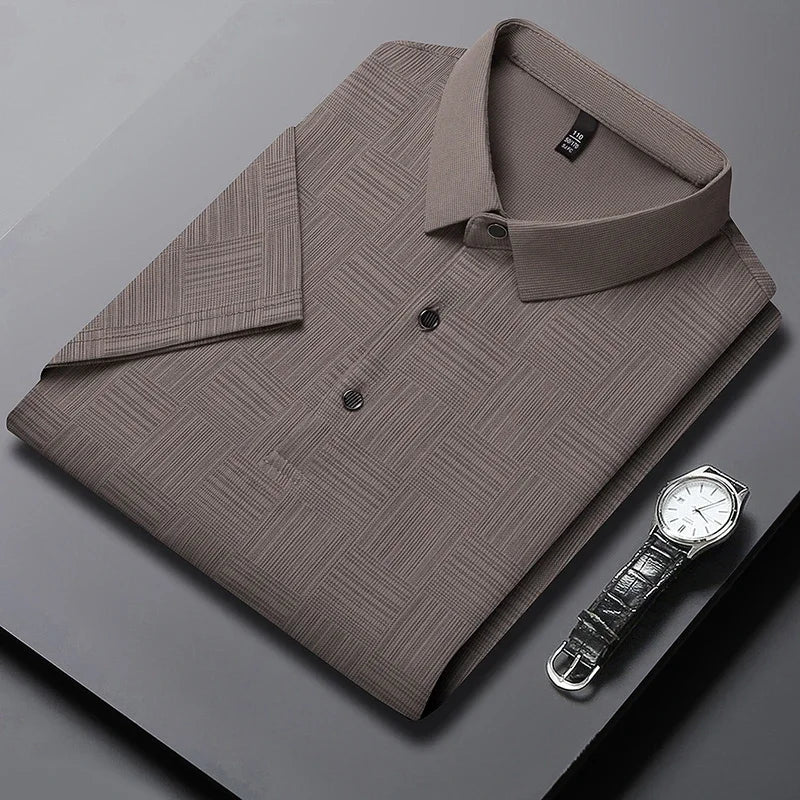 Men's New Printed Business Casual Short sleeved POLO Shirt Fashion Short sleeved Comfortable and Breathable Top