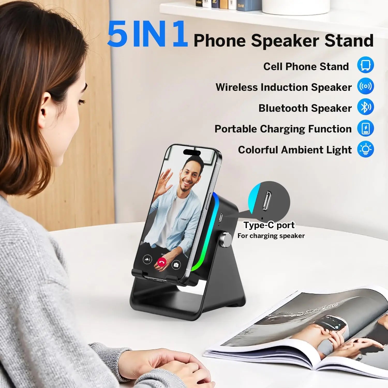 5In1 Bluetooth Speaker Lamp 5000mAh