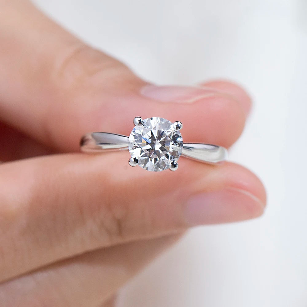 18K Real Gold PT950 Rings Round Lab Grown Diamond With IGI Certificate Ring For Woman Girls In Stock MSR-371