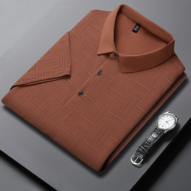 Men's New Printed Business Casual Short sleeved POLO Shirt Fashion Short sleeved Comfortable and Breathable Top