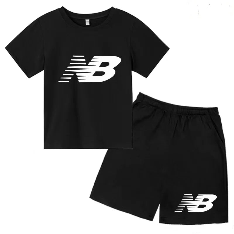 Children's Sports White T-shirts Short-sleeved Shirts and Shorts Sets for Boys Girls Clothing Suitable for Children Aged 3 to13