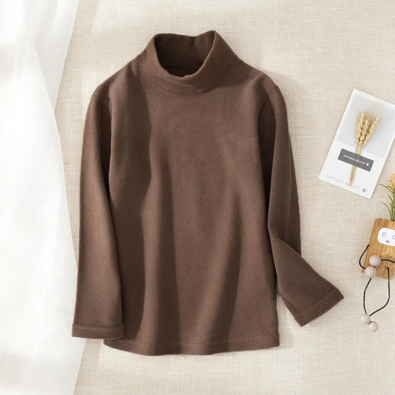 1pcs Children Thermal T-shirt Boys Girls Base TShirt Autumn Winter Warm Student Trendy Solid Color Long Sleeved Top Kid Clothing