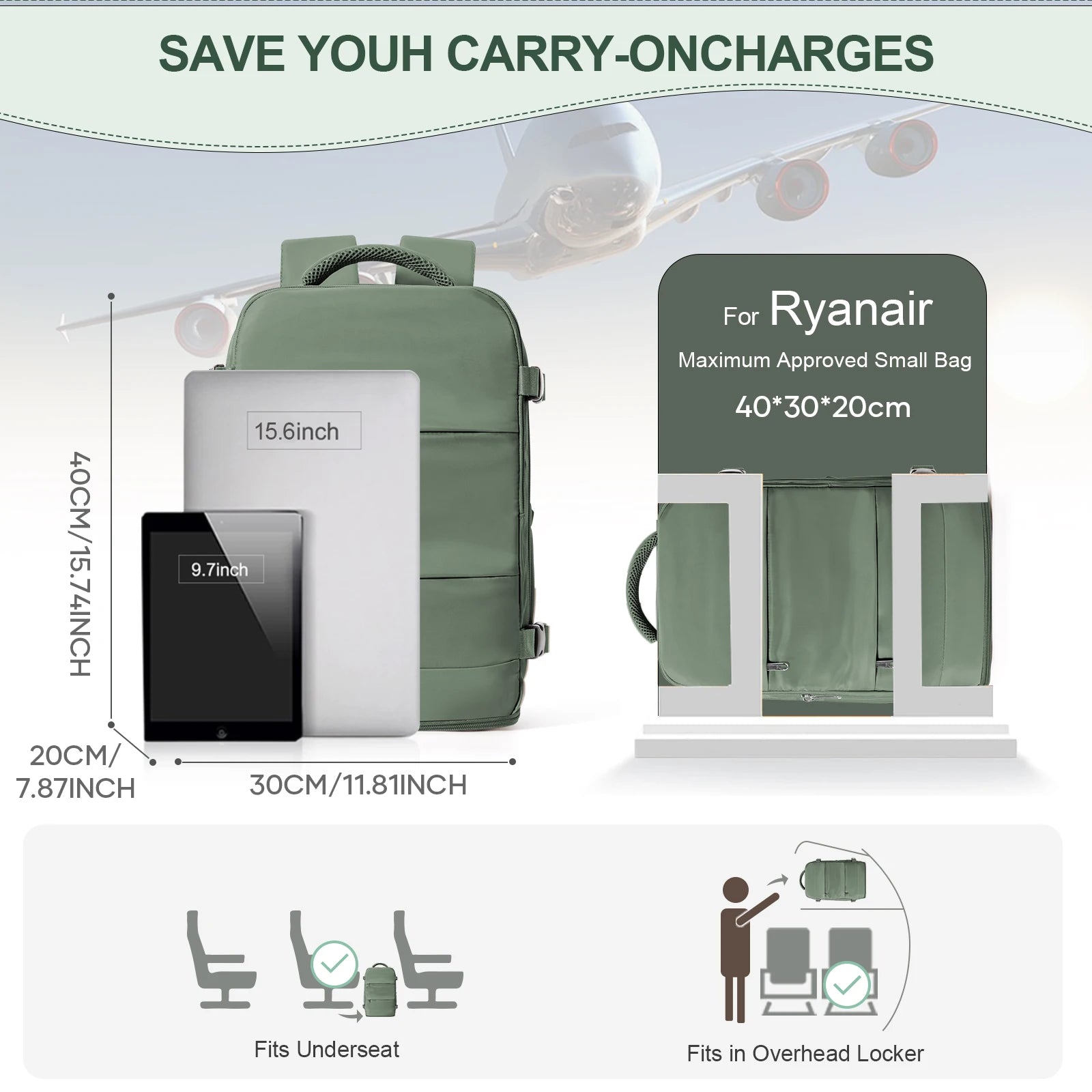 Ryanair Backpack 40x30x20 Cabin Bag Travel Backpack for Men Women Hand Luggage Leisure Laptop Backpack mochila para viaje cabina