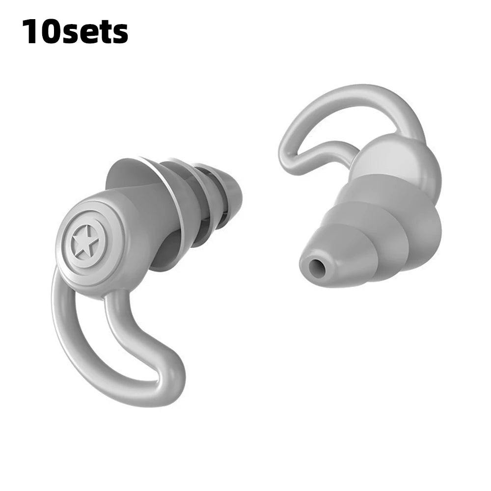 HUAK 3 Layer Ear  Work & Swim Silicone Earplugs – Noise Protection for Factories  Waterproof for Pools, Comfortable All Shift