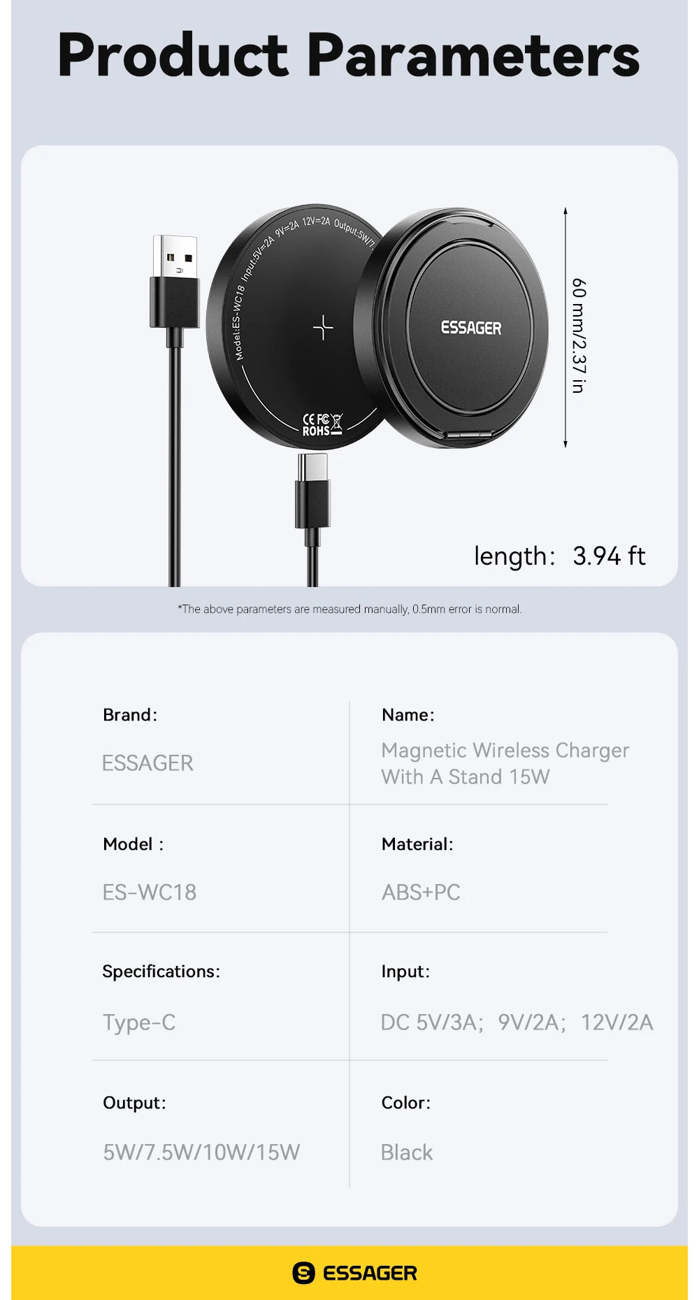 Essager 15W Wireless Charger Fast