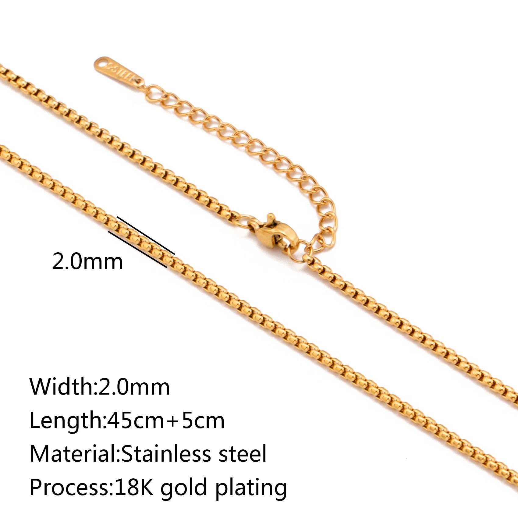 5pc 18K Gold Color PVD Plated Stainless Steel Cuba Cross O Ripple Twisted Chain Necklace Adjustable Chain DIY Necklace Wholesale