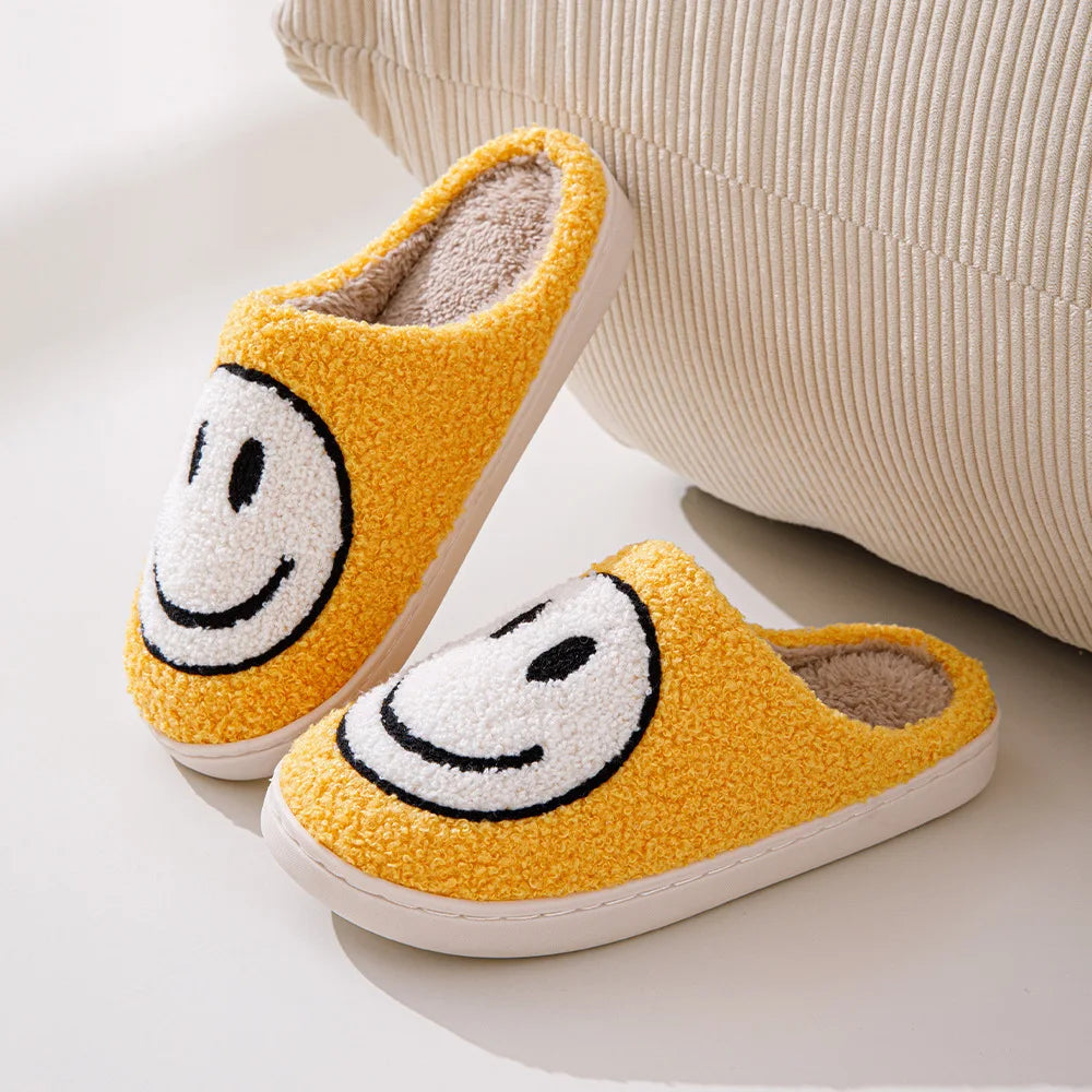 Hot selling smiling cotton slippers Anti slip couple shoes winter home indoor waterproof all-wrapped with men women cotton Shoes