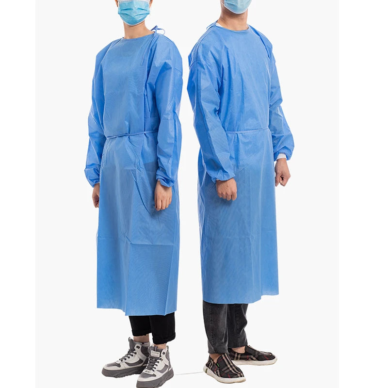 Disposable Non-Woven Protective hazardous Clothes Blue Thick Work Isolation Clothing Gown Dental Anti-oil Stain Nursing Gown