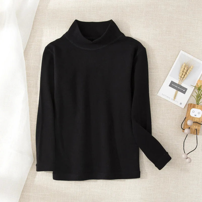 1pcs Children Thermal T-shirt Boys Girls Base TShirt Autumn Winter Warm Student Trendy Solid Color Long Sleeved Top Kid Clothing