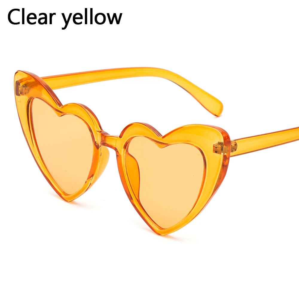 Ladies Fashion Metal Frame Sunglasses Fancy Dress Retro Heart Shaped Gradient Lens Sunglasses UV 400 Outdoor Goggles