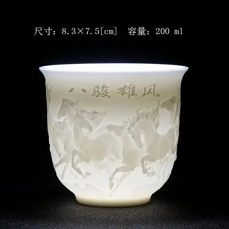 Chinese white porcelain cup goat fat jade Tea set ceramic host cup sample Kung Fu tea cup